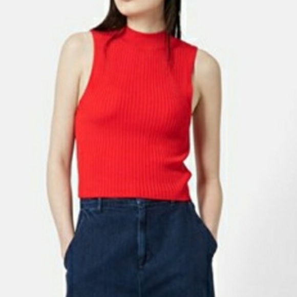 J. Crew Tops - J Crew Red Ribbed Knit Mock Neck Top S